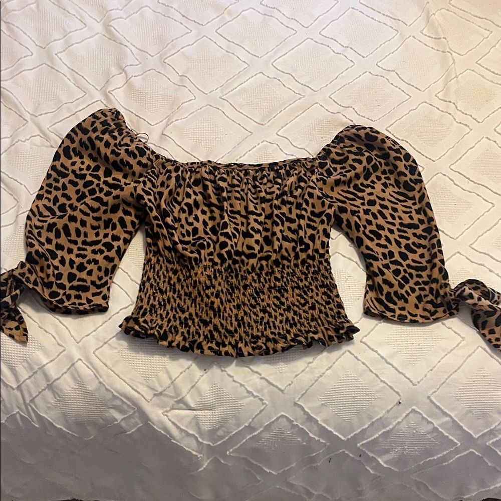 She and Sky Animal Print Smocked Blouse